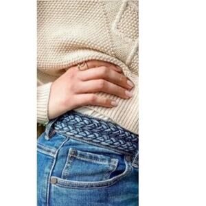 Cabi Button Fly Skinny Jeans Braided Waistband Dream Weaver Wash Blue Size 2